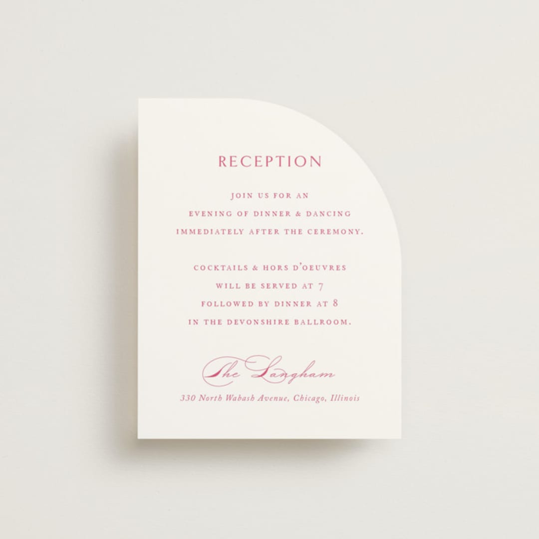 "Everlasting" - Reception Cards in Carnation by Jennifer Postorino - Front