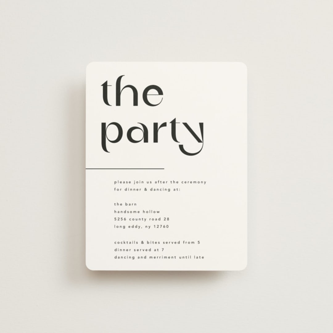 "Marcona" - Reception Cards in Ink by Blustery August - Front