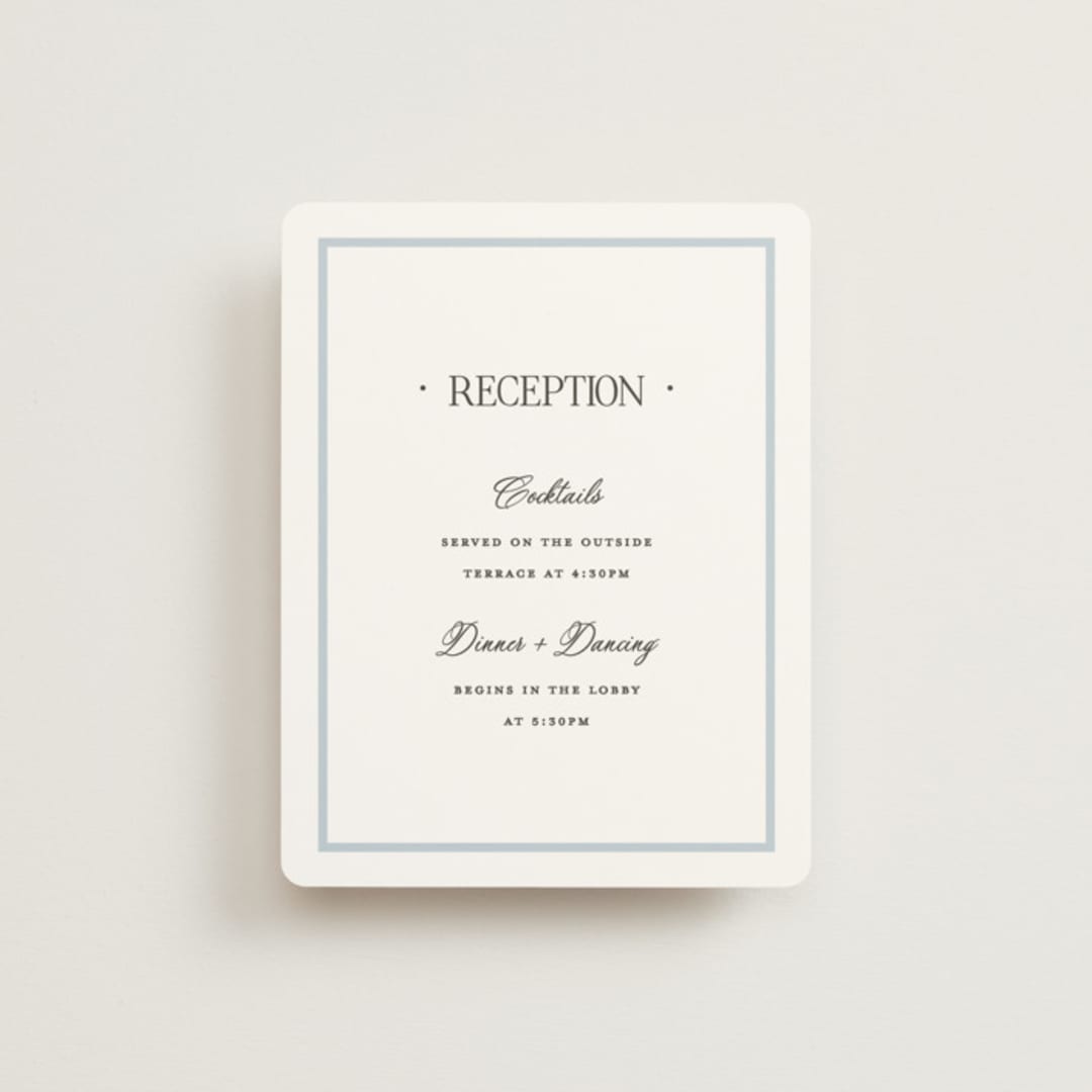 "Dotted Classic" - Reception Cards in Hydrangea by Carolyn MacLaren - Front