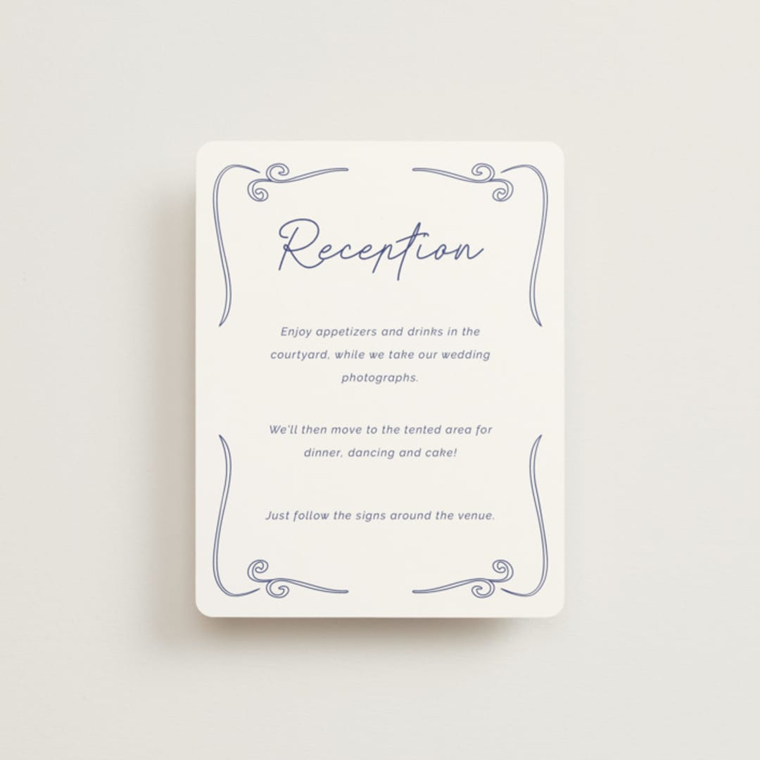 "Santorini" - Reception Cards in Cerulean by Zani van Zyl - Front