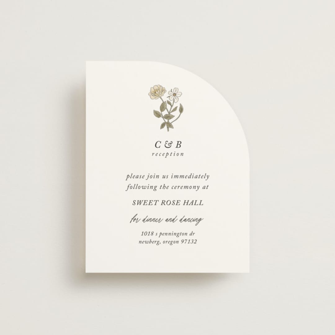 "Vintage Roses" - Reception Cards in Snow by Tara Grangroth - Front
