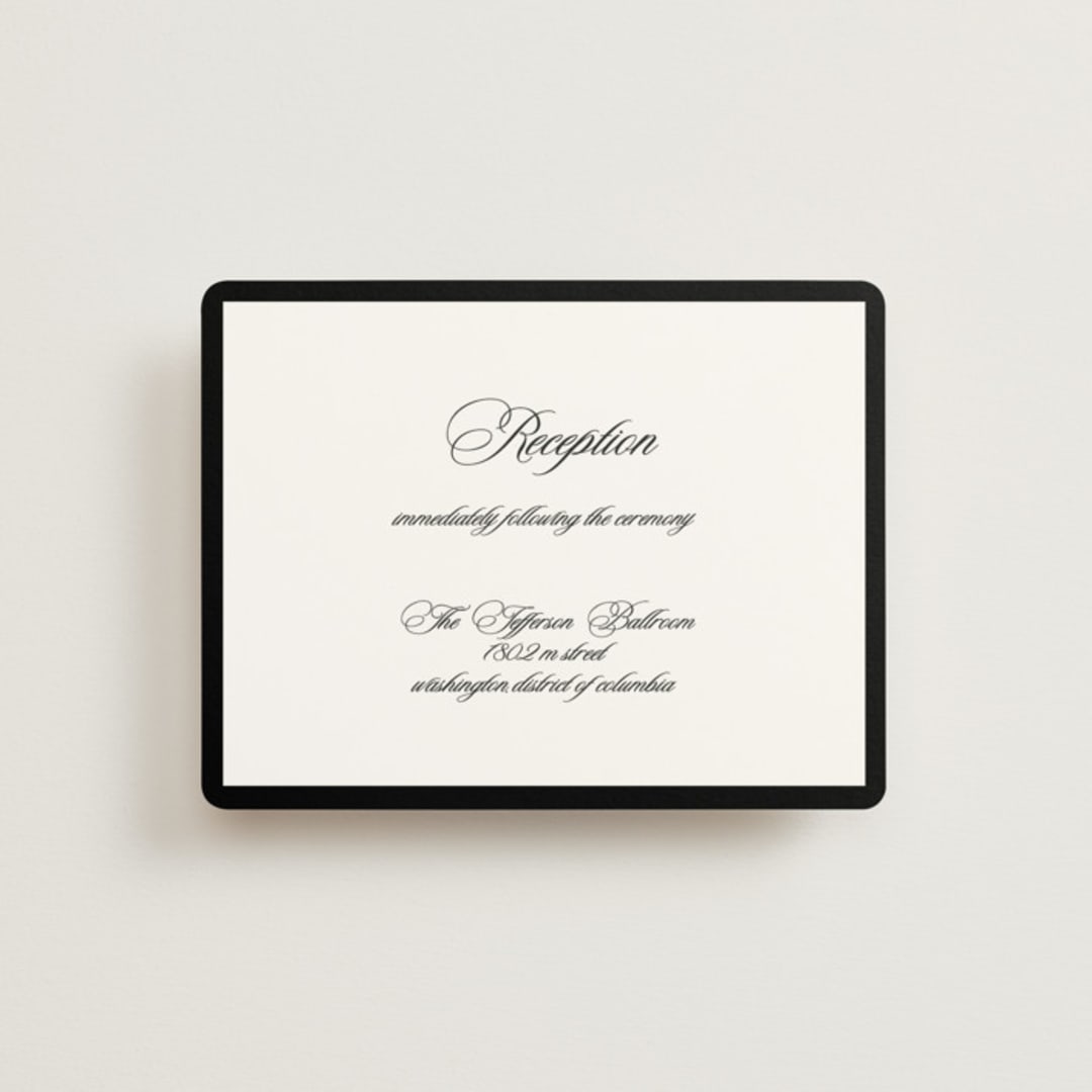 "Black Tie" - Reception Cards in Ink by That Girl Press - Front