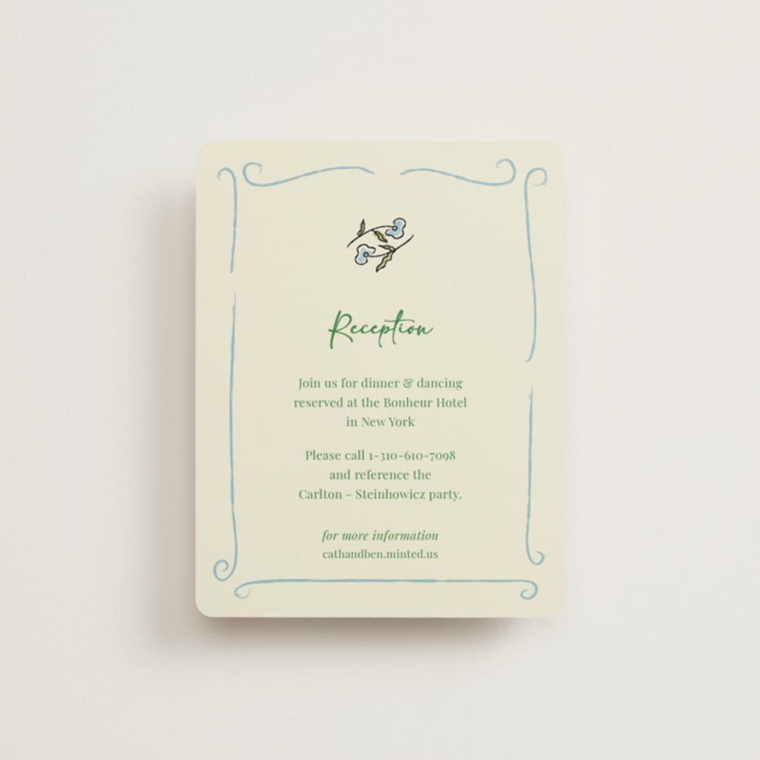 "The Pairfect" - Reception Cards in Waterlily by Helena Vitto - Front