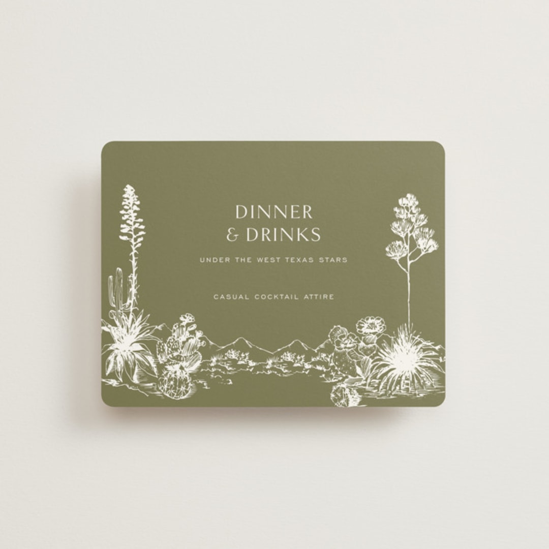 "Rancho" - Reception Cards in Verde by Megan Davis - Front