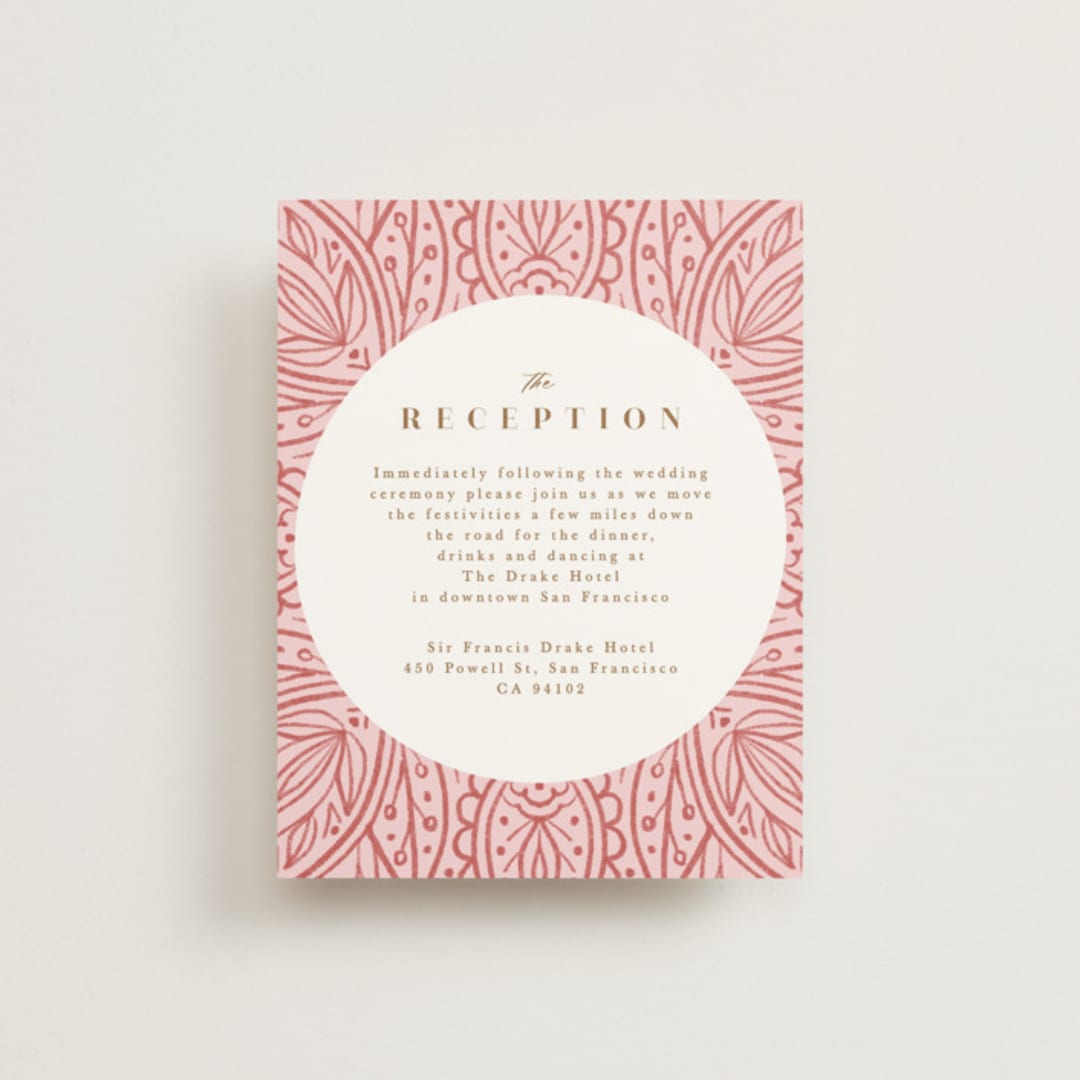 "AMAYA" - Reception Cards in Blush by Kanika Mathur - Front