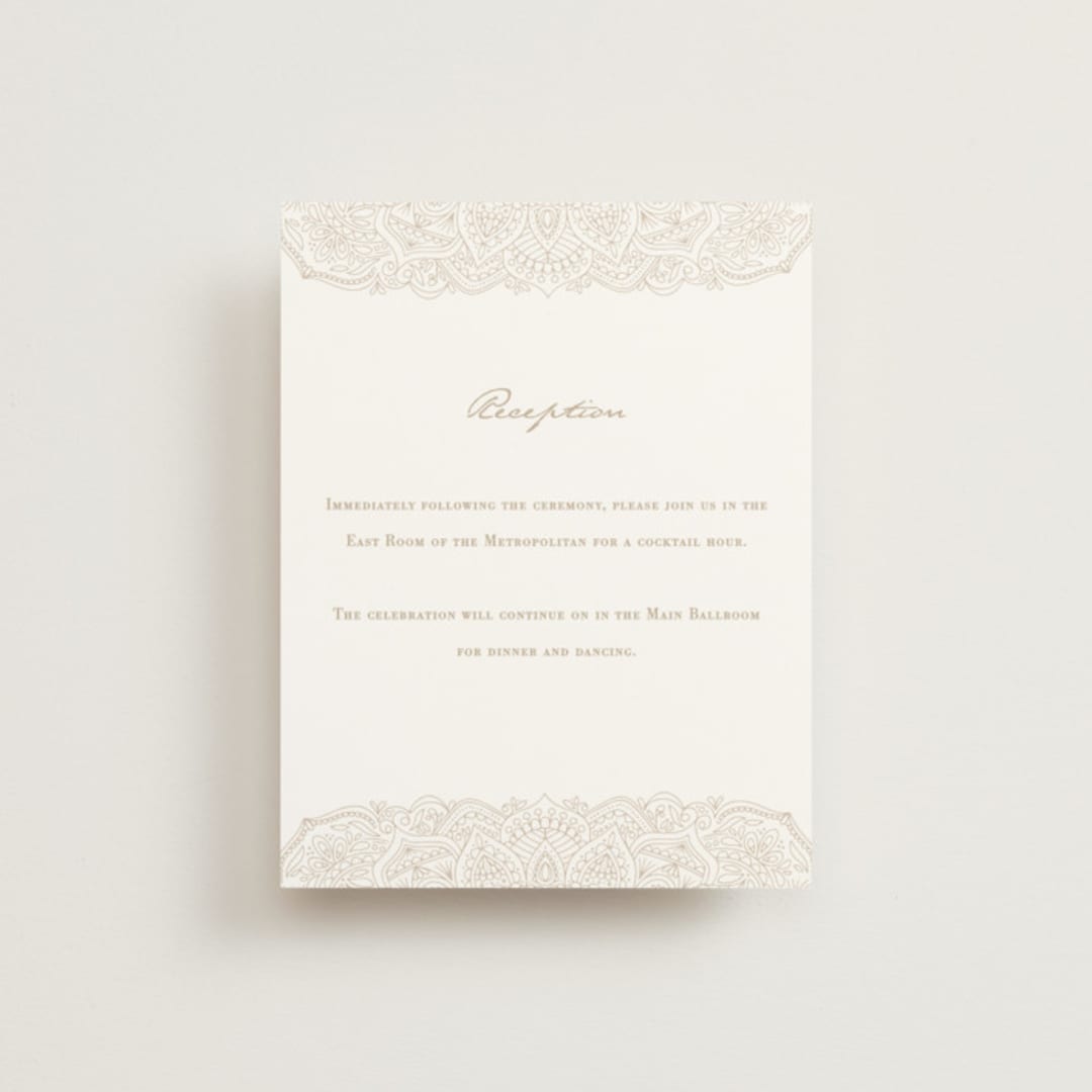 "Extravagant" - Reception Cards in Natural by Jessie Steury - Front