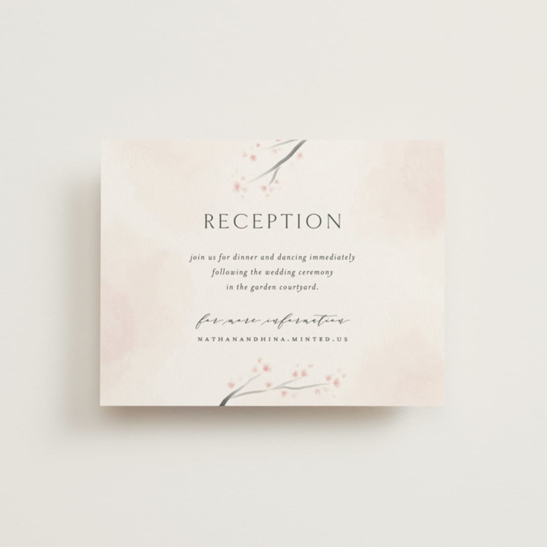 "Cherry Blossoms" - Reception Cards in Cherry Blossom by Stephanie Hawkes - Front