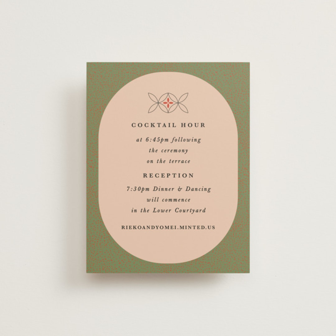 "Japanese Fabric" - Reception Cards in Persimmon by Becky Nimoy - Front