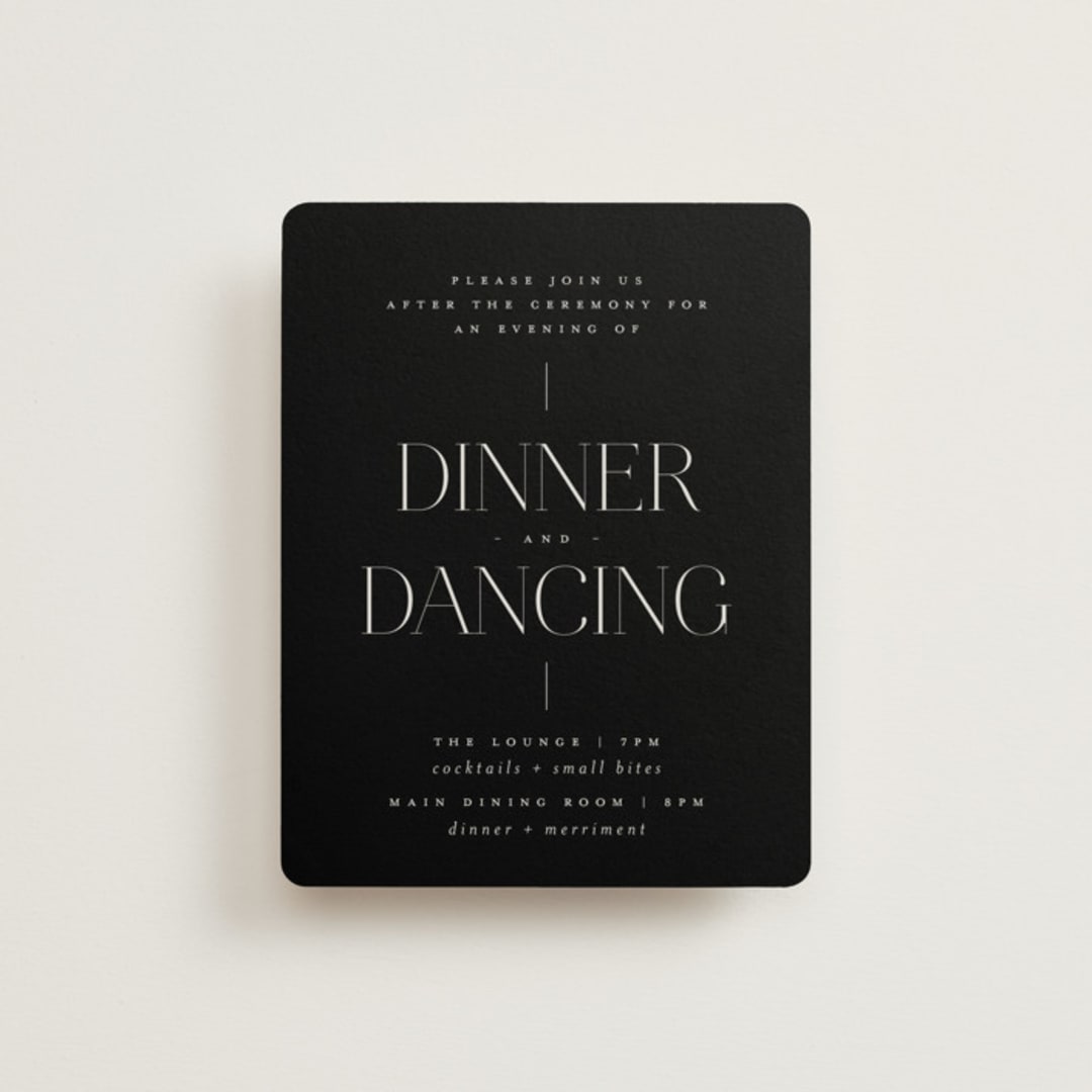 "Modern Type" - Reception Cards in Moon by Heather Cairl - Front