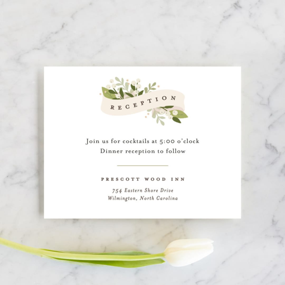 "Ribbonly" - Reception Cards in Blush by Jennifer Wick - Front