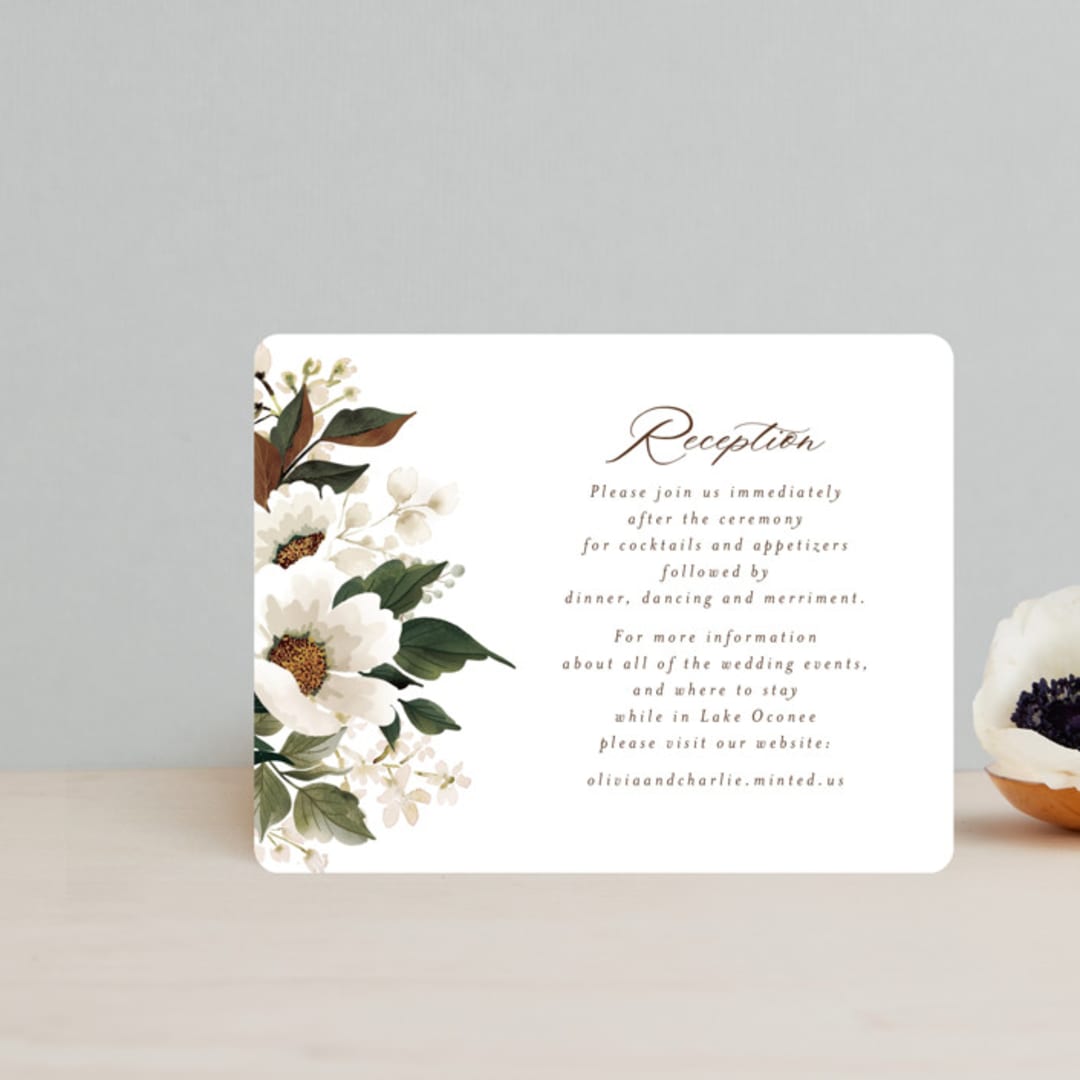 "A Garden Wedding" - Reception Cards in Magnolia by Chris Griffith - Front