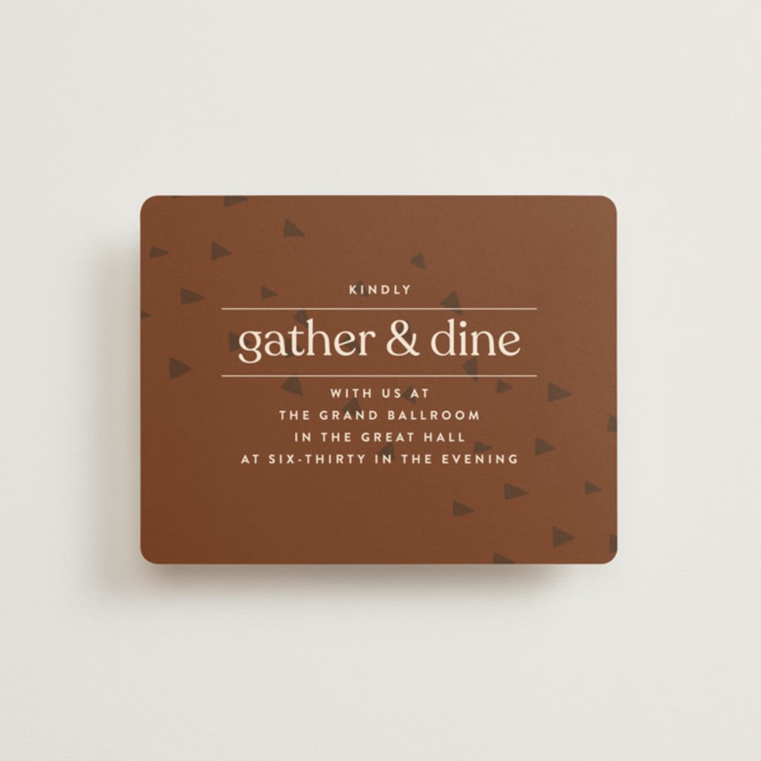 "Private Affair" - Reception Cards in Cinnamon by Nazia Hyder - Front