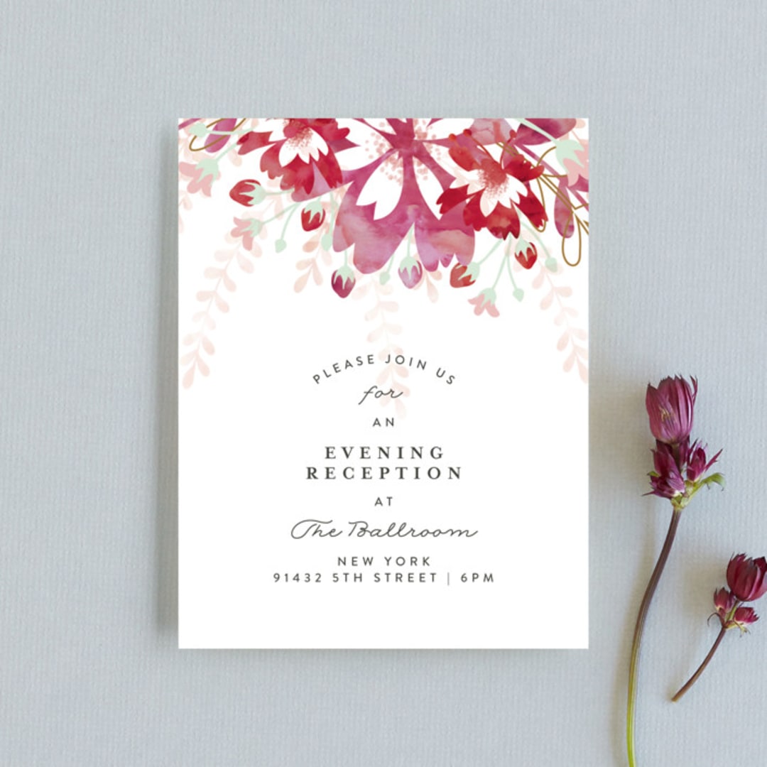 "Enchanting Plum" - Reception Cards in Deep Plum by Phrosné Barwood - Front