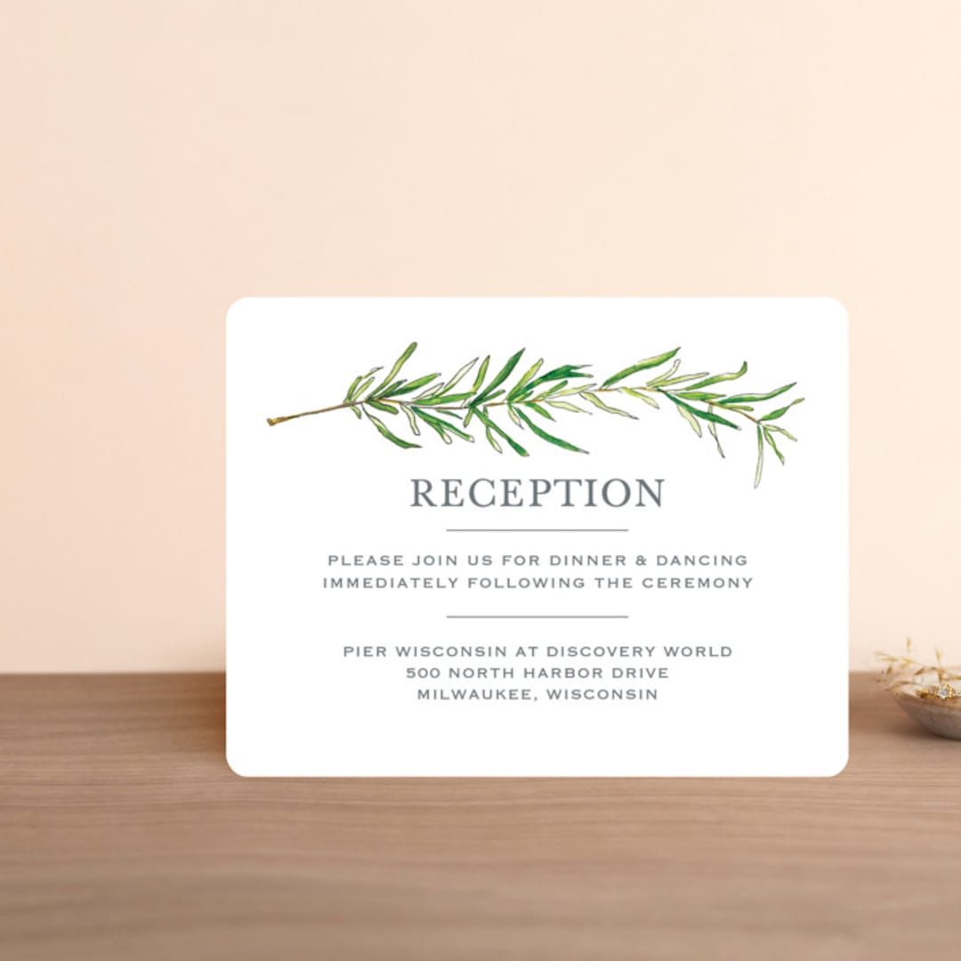 "Simple Sprigs" - Reception Cards in Fern by Erin Deegan - Front