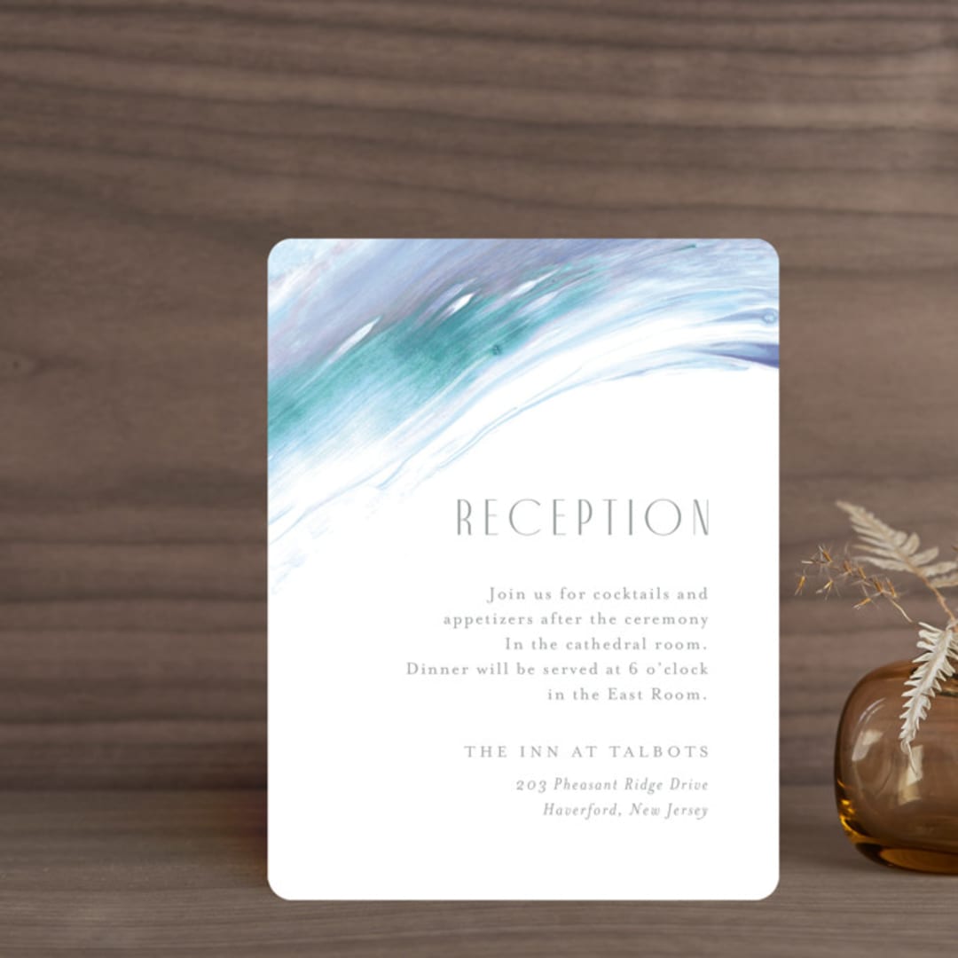 "apogean tide" - Reception Cards in Lagoon by Jennifer Wick - Front