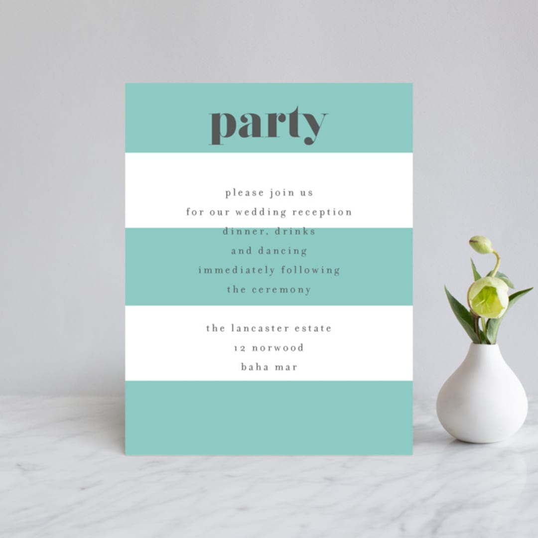 "Summer Palm" - Reception Cards in Leaf by Baumbirdy - Front