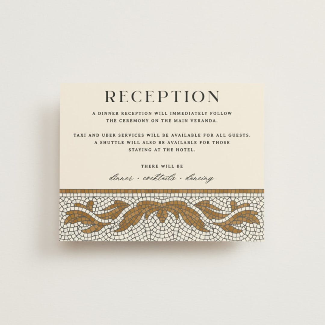 "Floral mosaic" - Reception Cards in Sand by GeekInk Design - Front