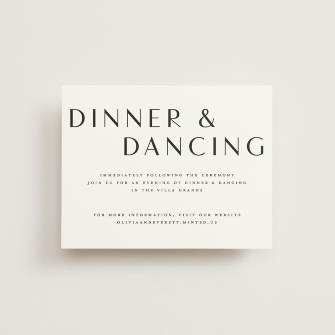 "Modern Classic Names" - Reception Cards in Onyx by Emily Betts - Front