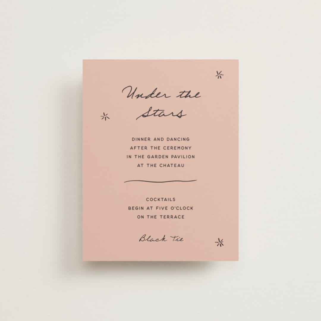 "Ballpoint Suite" - Reception Cards in Blush by Ani Somi - Front