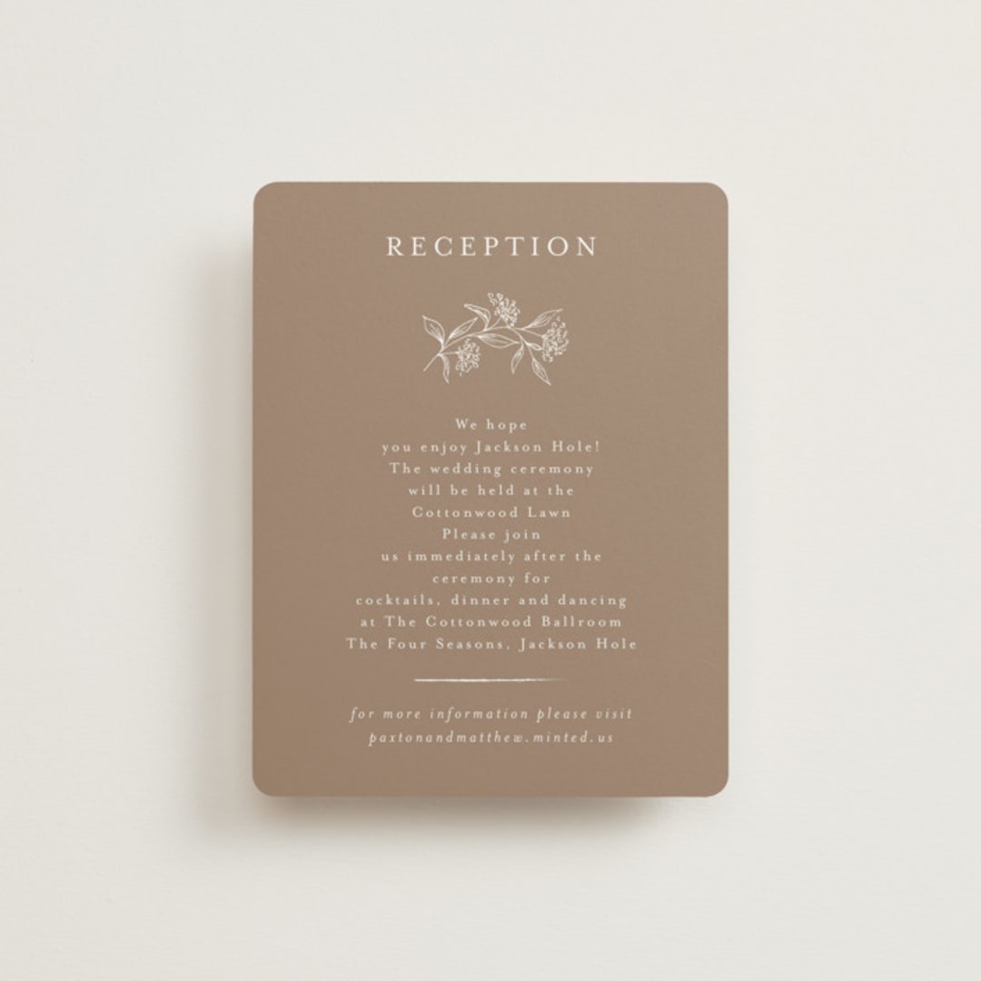 "Monogrammed" - Reception Cards in Taupe by Chris Griffith - Front