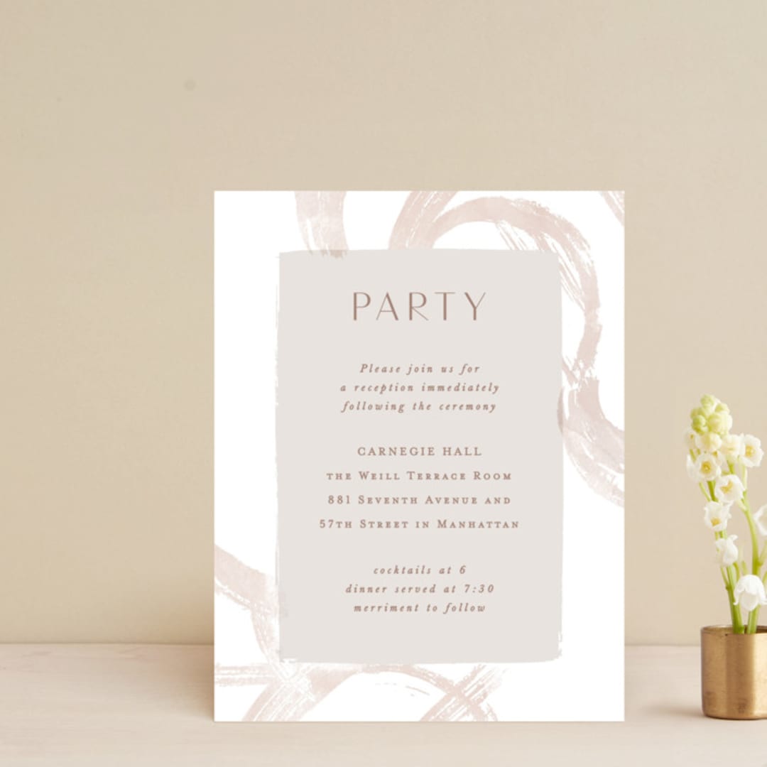 "Modern Rings" - Reception Cards in Blush by Hooray Creative - Front