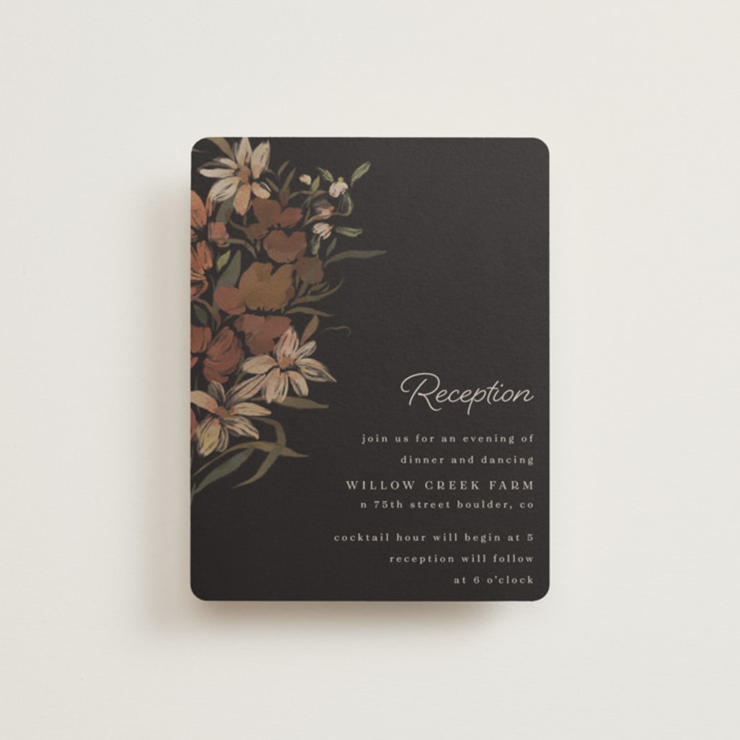 "Fall Garden Bouquet" - Reception Cards in Rust by Grace Kreinbrink - Front