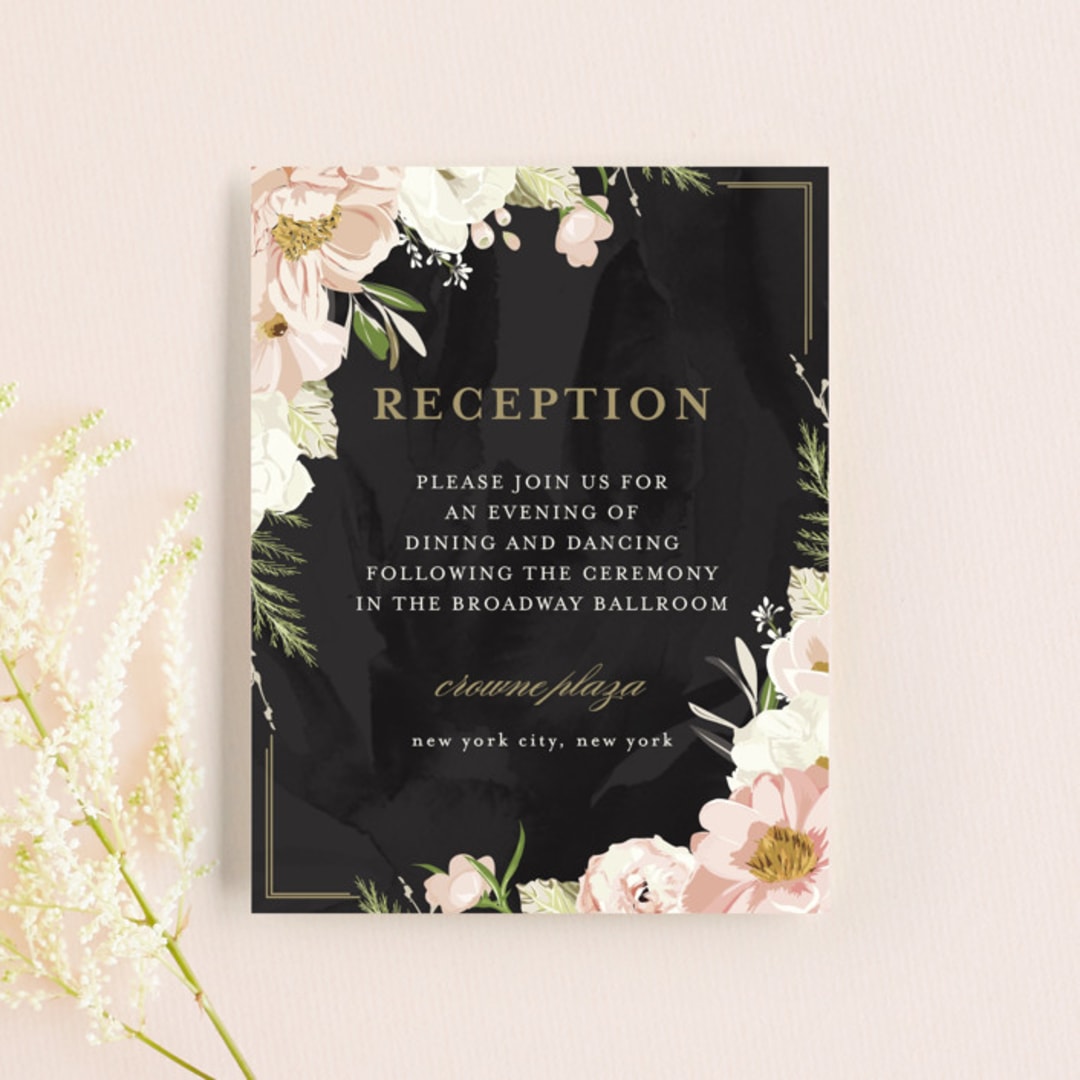 "Forever" - Reception Cards in Blush by Susan Moyal - Front