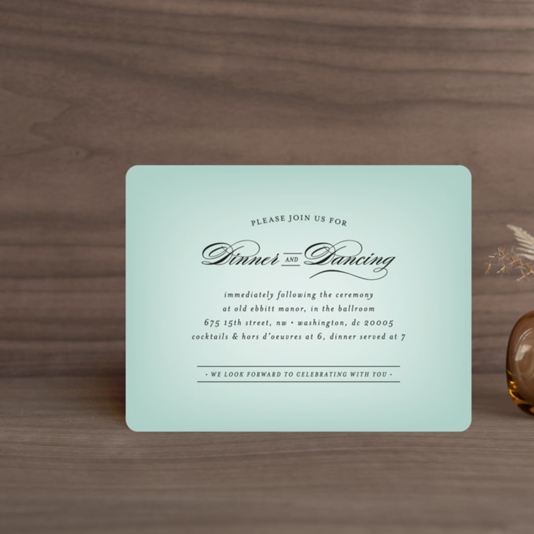 "Big City - Washington DC" - Reception Cards in Mint Green by Hooray Creative - Front