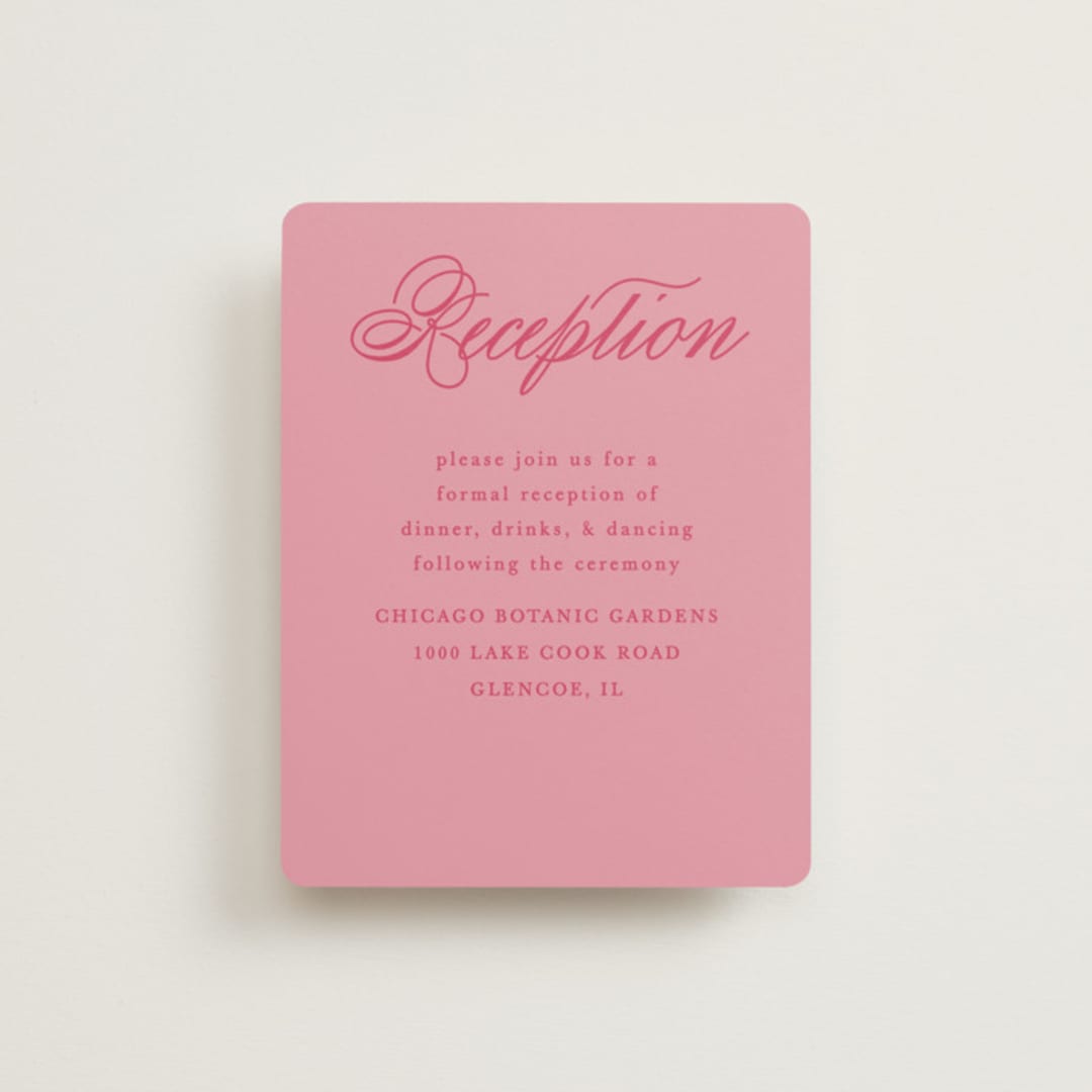 "Maximalist Poppies" - Reception Cards in Flamingo by Morgan Kendall - Front