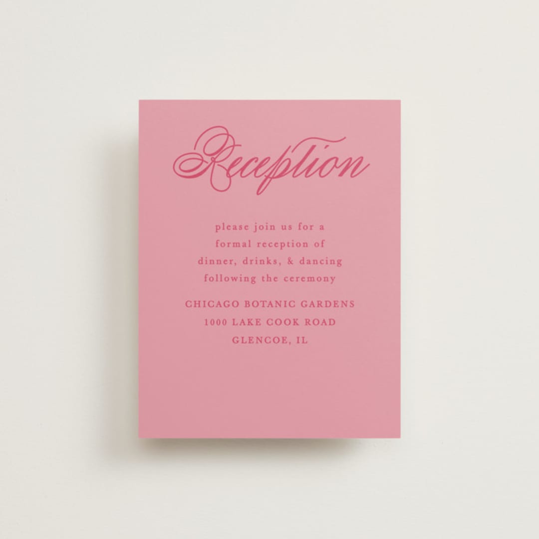 "Maximalist Poppies" - Reception Cards in Flamingo by Morgan Kendall - Front