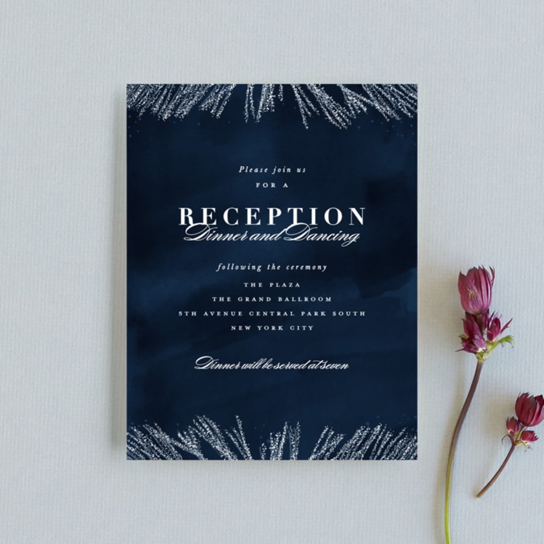 "Frosty chic" - Reception Cards in Peacock by Creo Study - Front