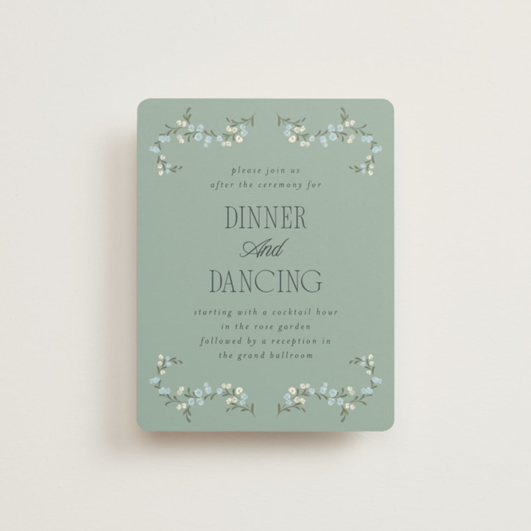 "Trailing Garden" - Reception Cards in Buttermint by Laura Hankins - Front