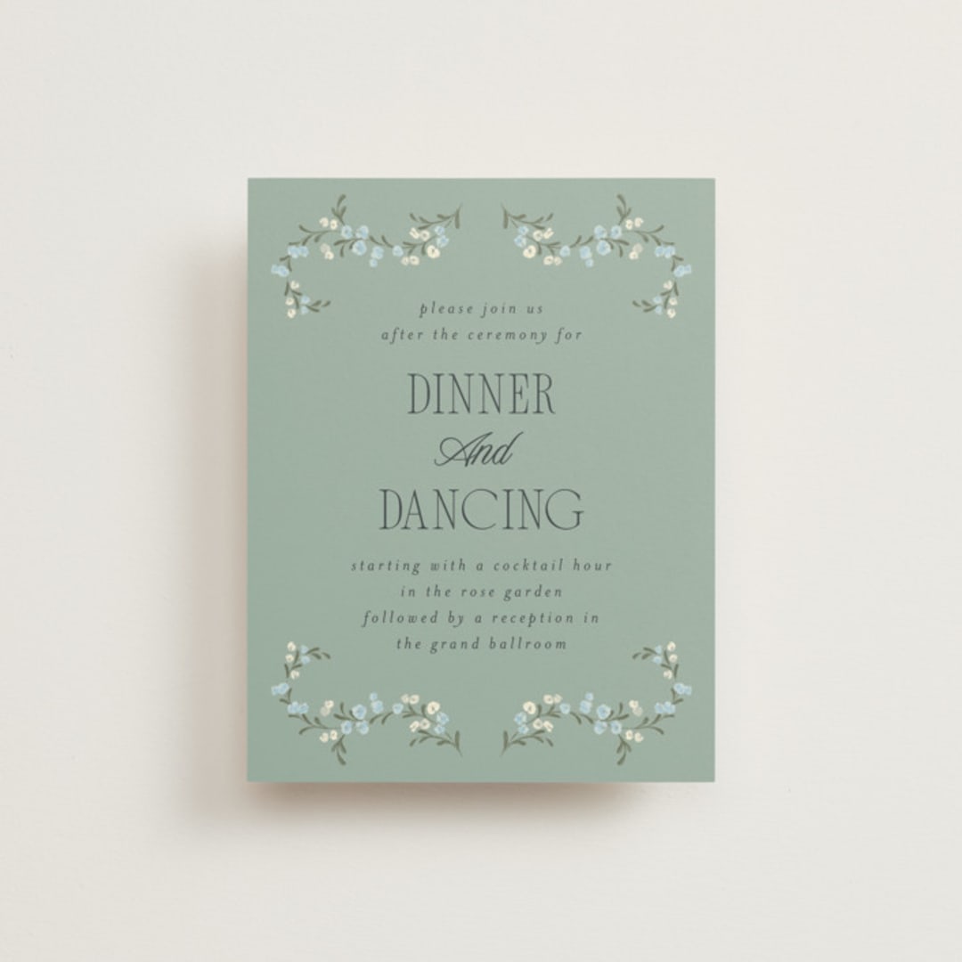 "Trailing Garden" - Reception Cards in Buttermint by Laura Hankins - Front