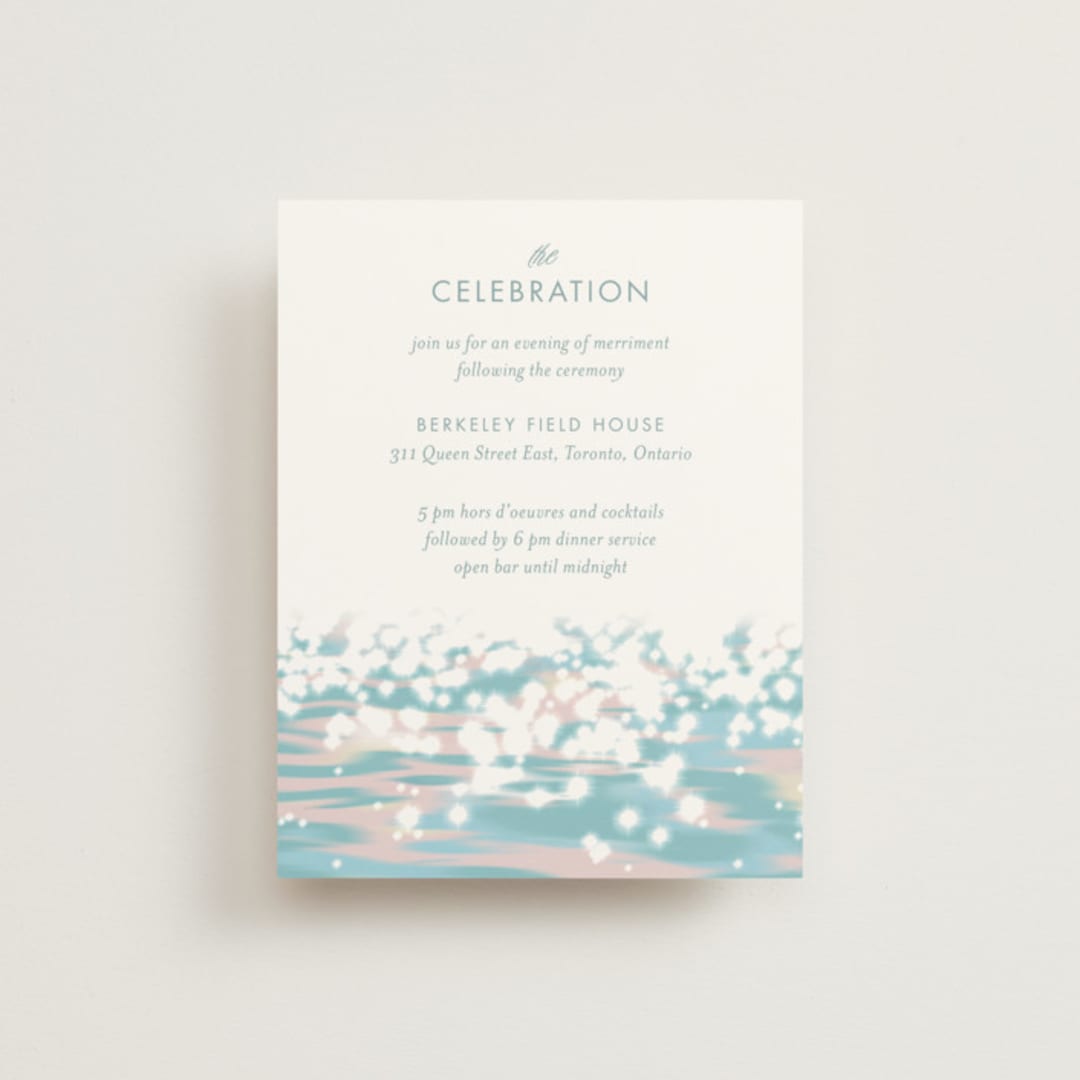 "Glisten" - Reception Cards in Rose Quartz by Sam Dubeau - Front