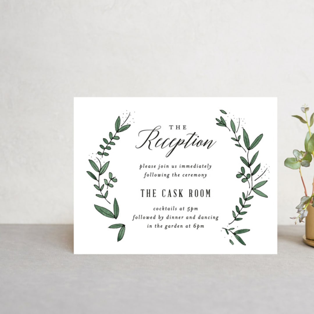 "Floral Wreath" - Reception Cards in Fresh by Kelly Schmidt - Front
