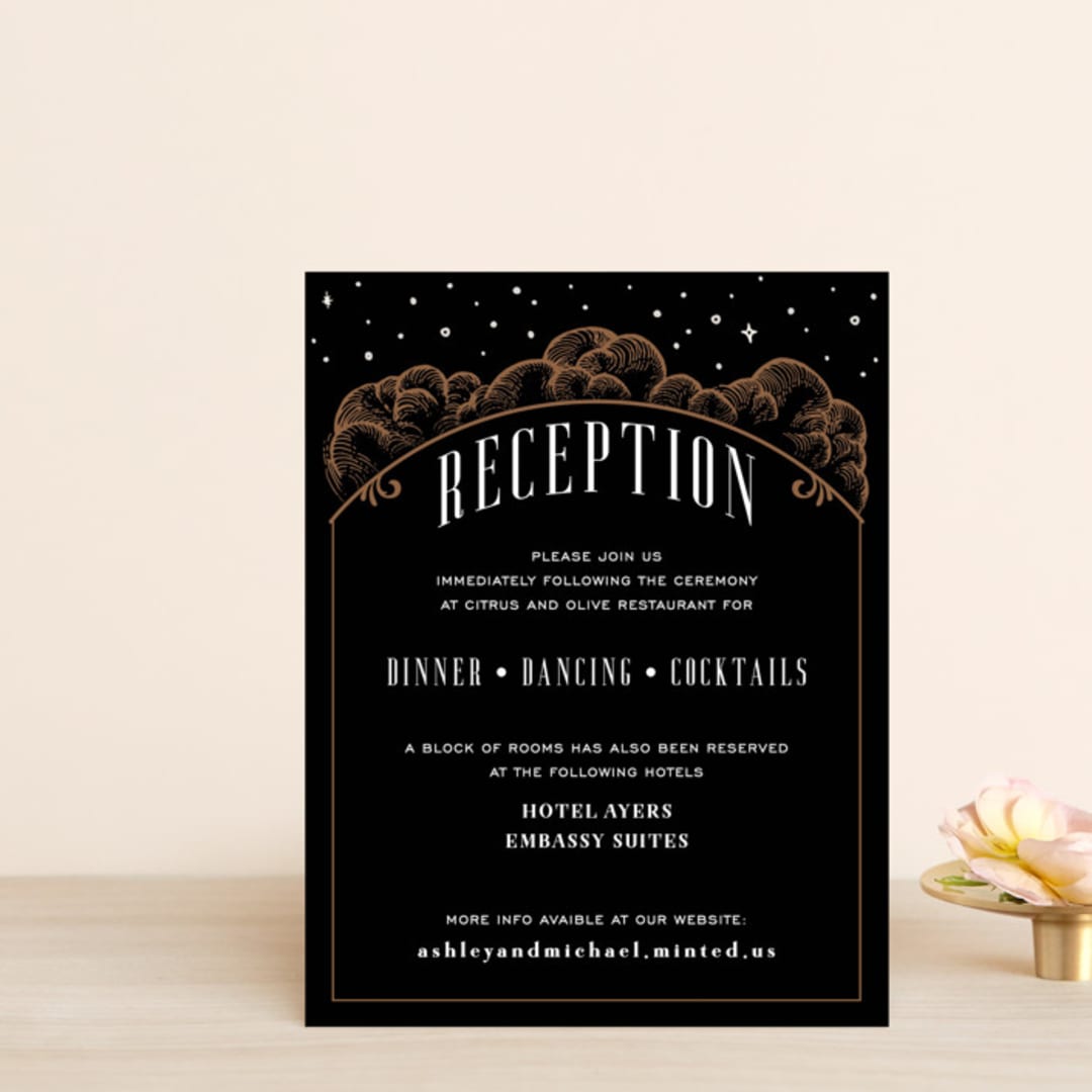 "Grand Natura" - Reception Cards in Noir by GeekInk Design - Front