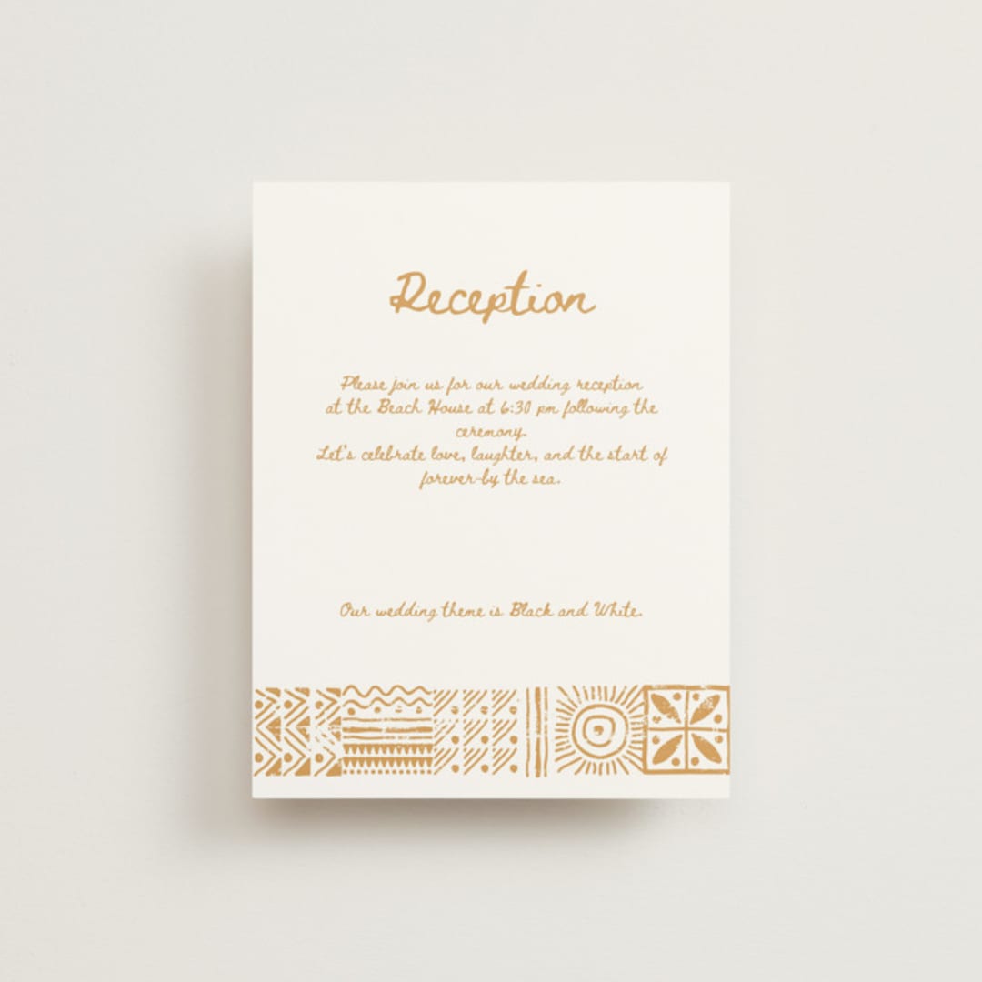 "Tribal Rythm" - Reception Cards in Amber by Selima Akhter - Front