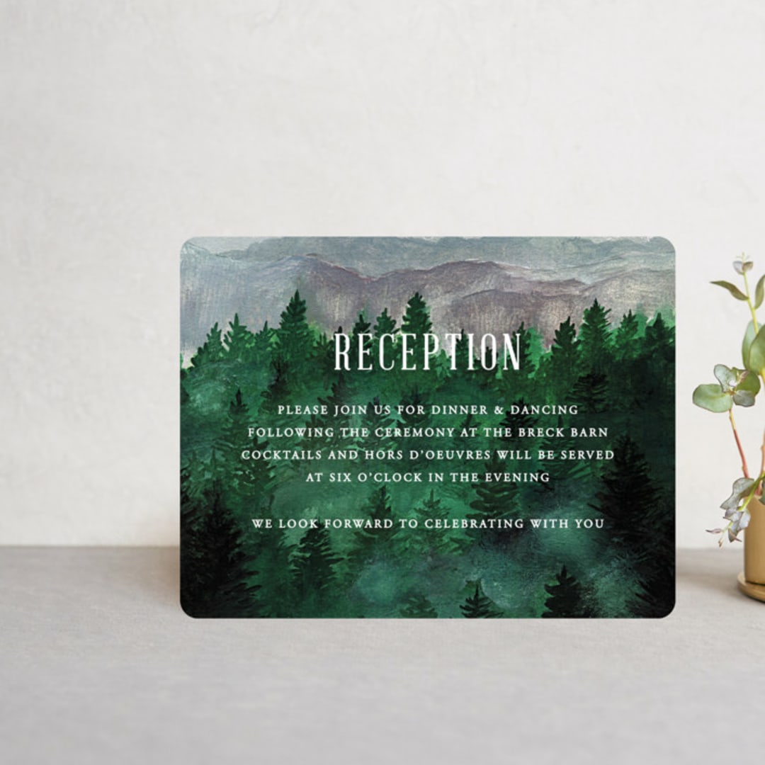 "Adventure Awaits" - Reception Cards in Smoke by Elly - Front