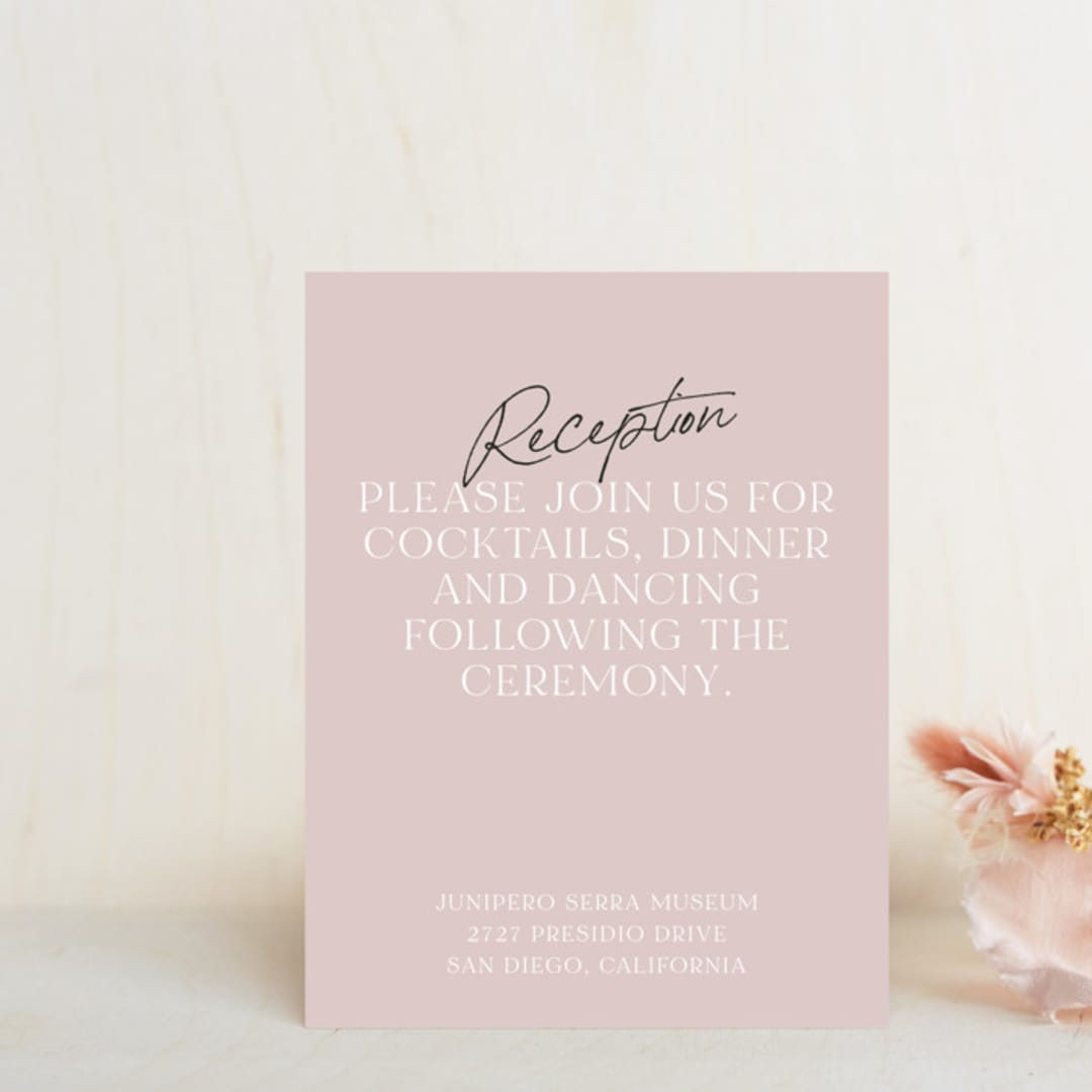 "Marry You" - Reception Cards in Blush by Design Lotus - Front