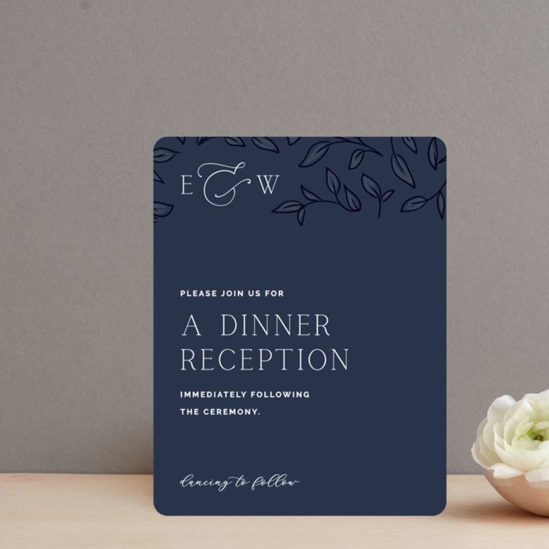 "Forever Intertwined" - Reception Cards in Navy by Lindsay Stetson Thompson - Front