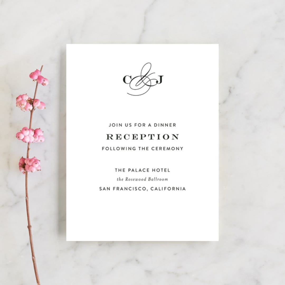 "Wedding Plaid" - Reception Cards in Obsidian by Jill Means - Front