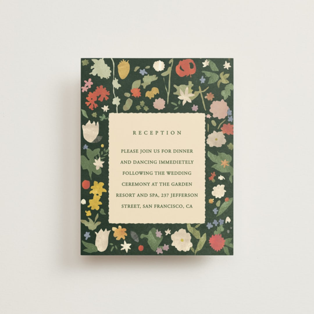 "all the flowers of the world" - Reception Cards in Garden by Sumak Studio - Front
