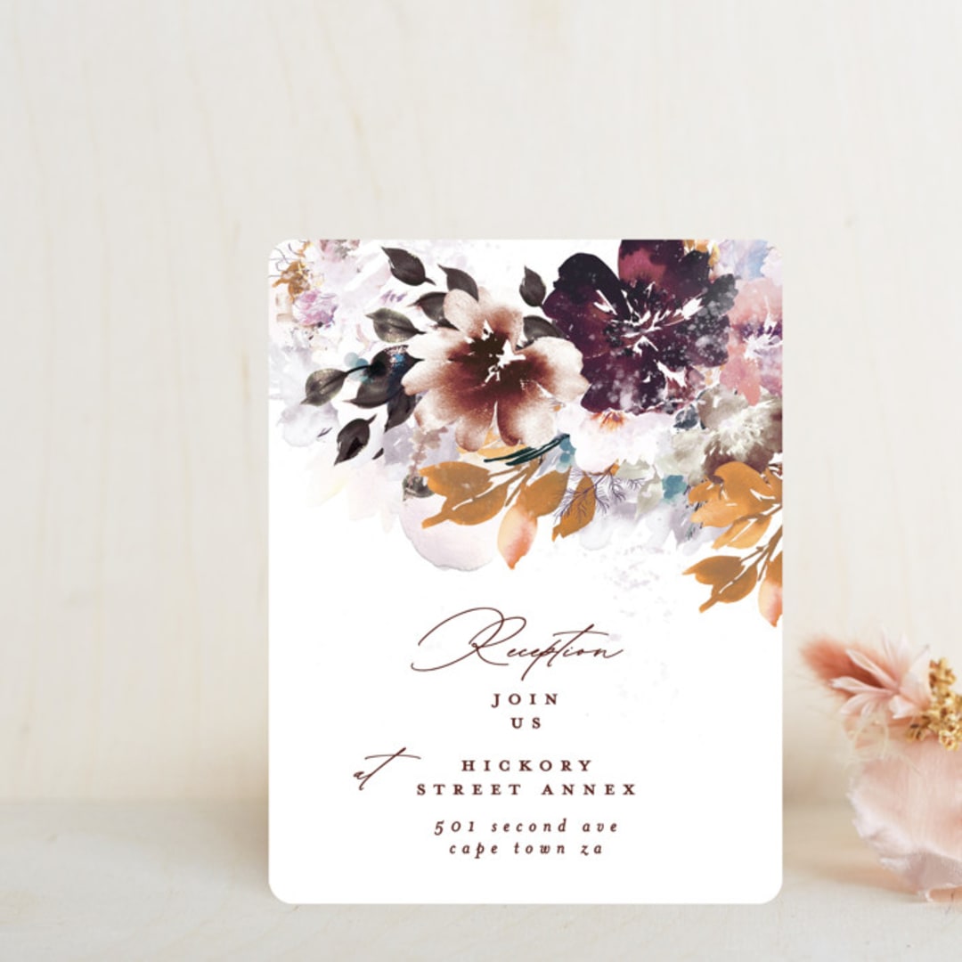"Lush Bouquet" - Reception Cards in Autumn by Phrosné Barwood - Front