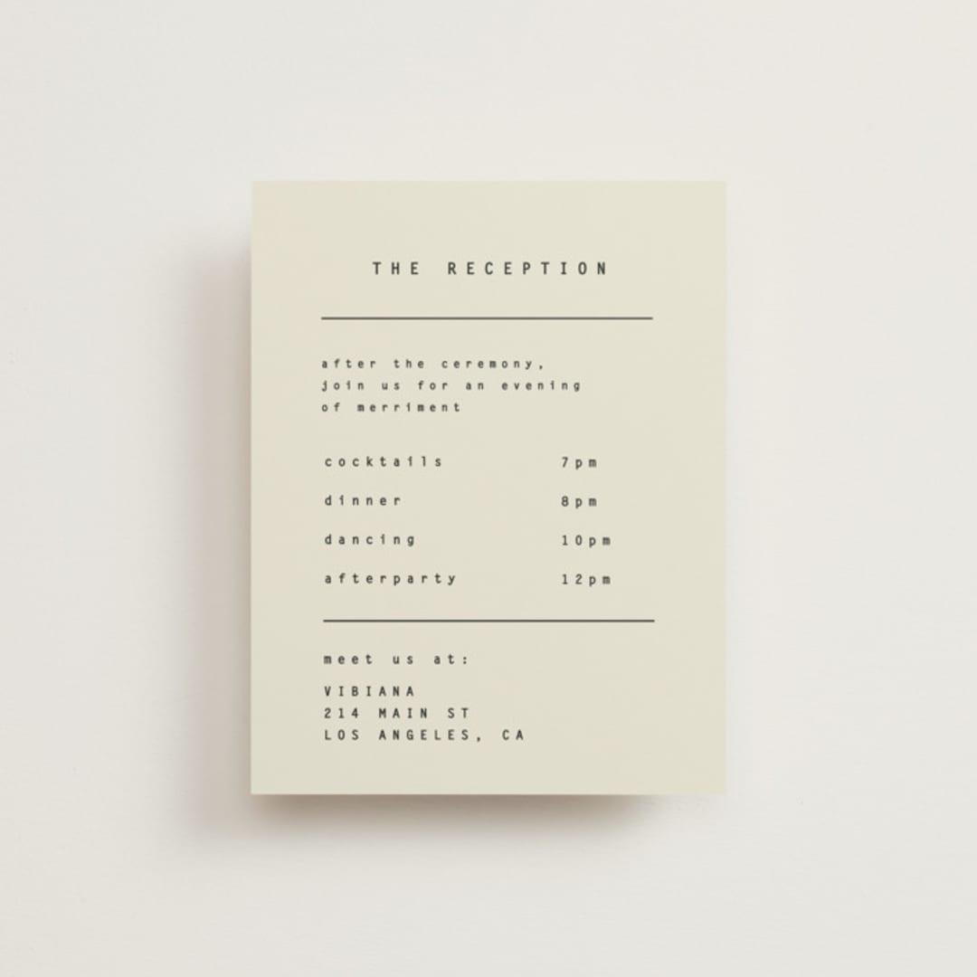 "Nonnette" - Reception Cards in Vanilla by Blustery August - Front