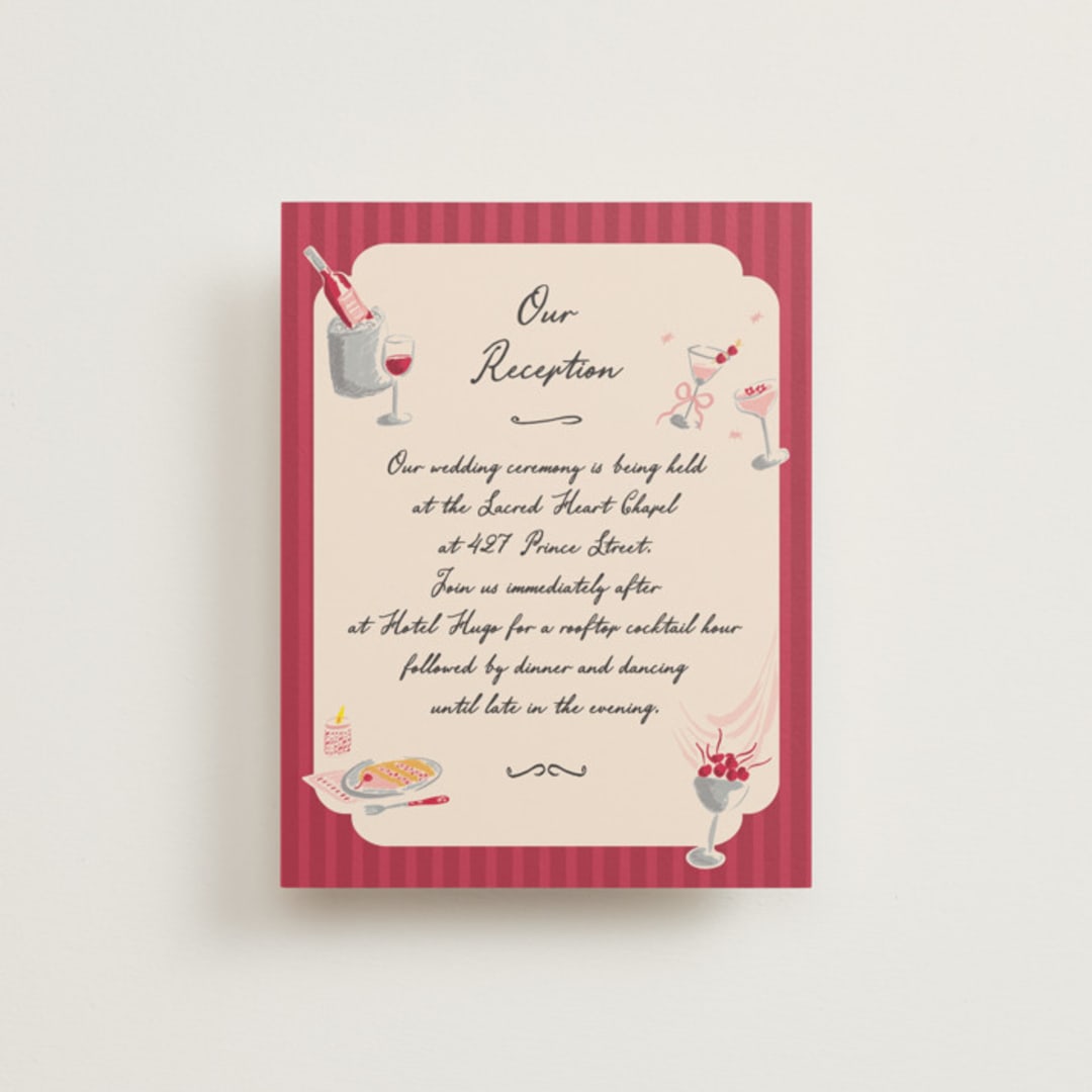 "Velvet Cherry" - Reception Cards in Cherry by Sarah Rosenthal - Front