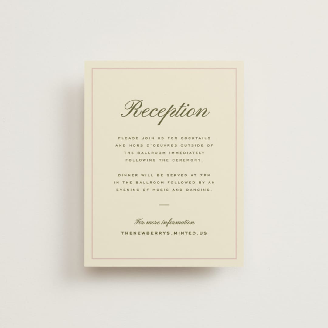 "hayden" - Reception Cards in Blush by Ellen Schlegelmilch - Front