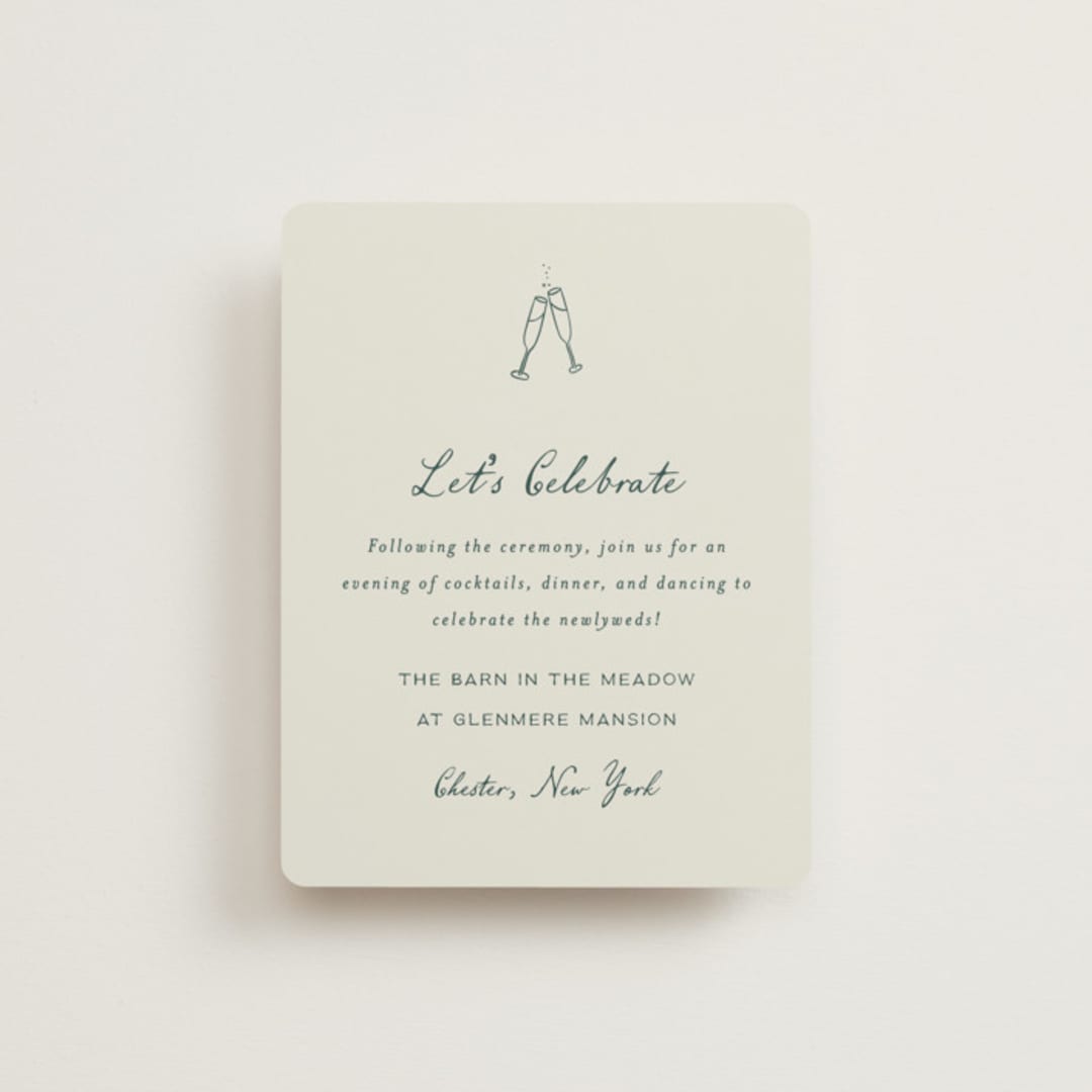 "Pair of Calla Lilies" - Reception Cards in Sage by Leah Bisch - Front