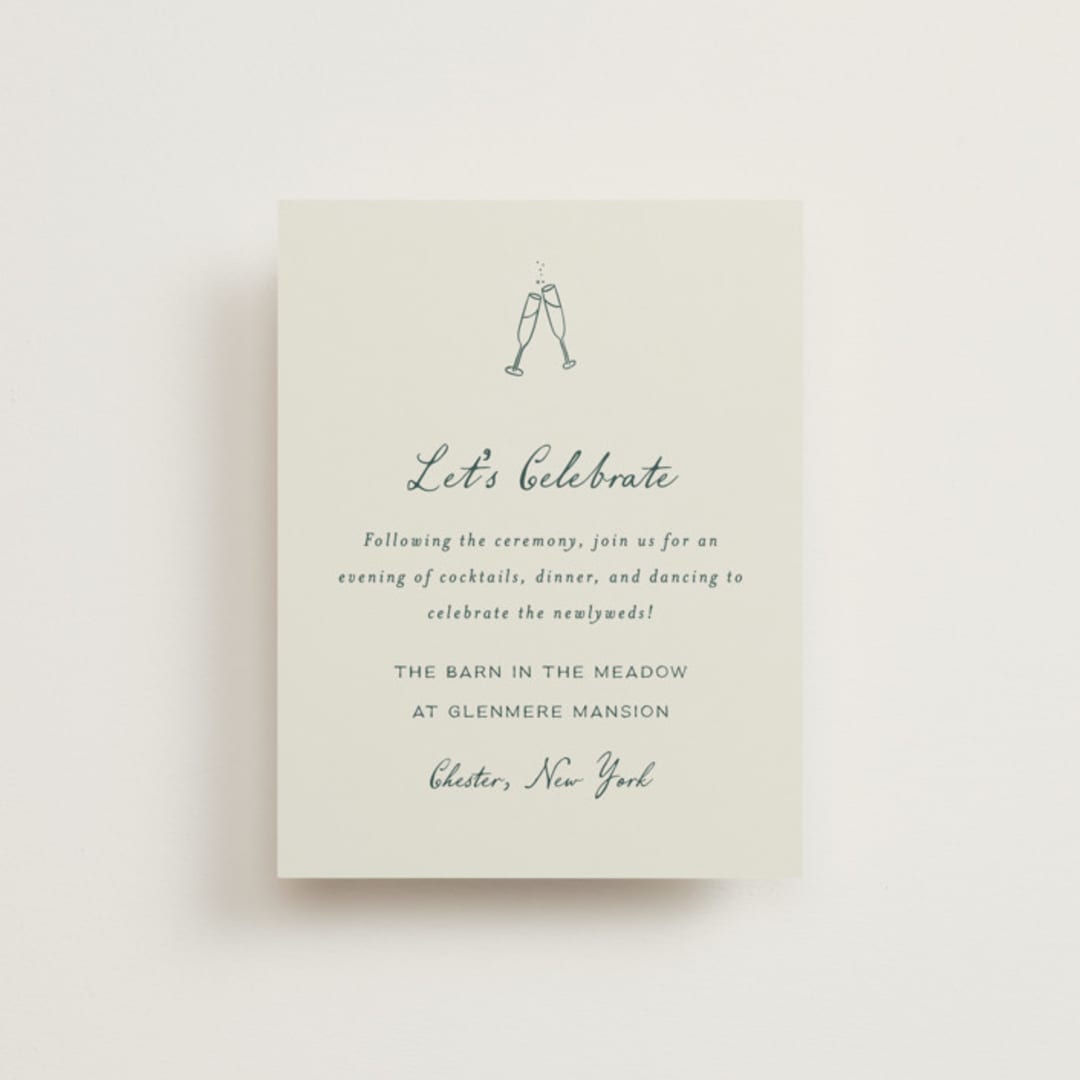 "Pair of Calla Lilies" - Reception Cards in Sage by Leah Bisch - Front