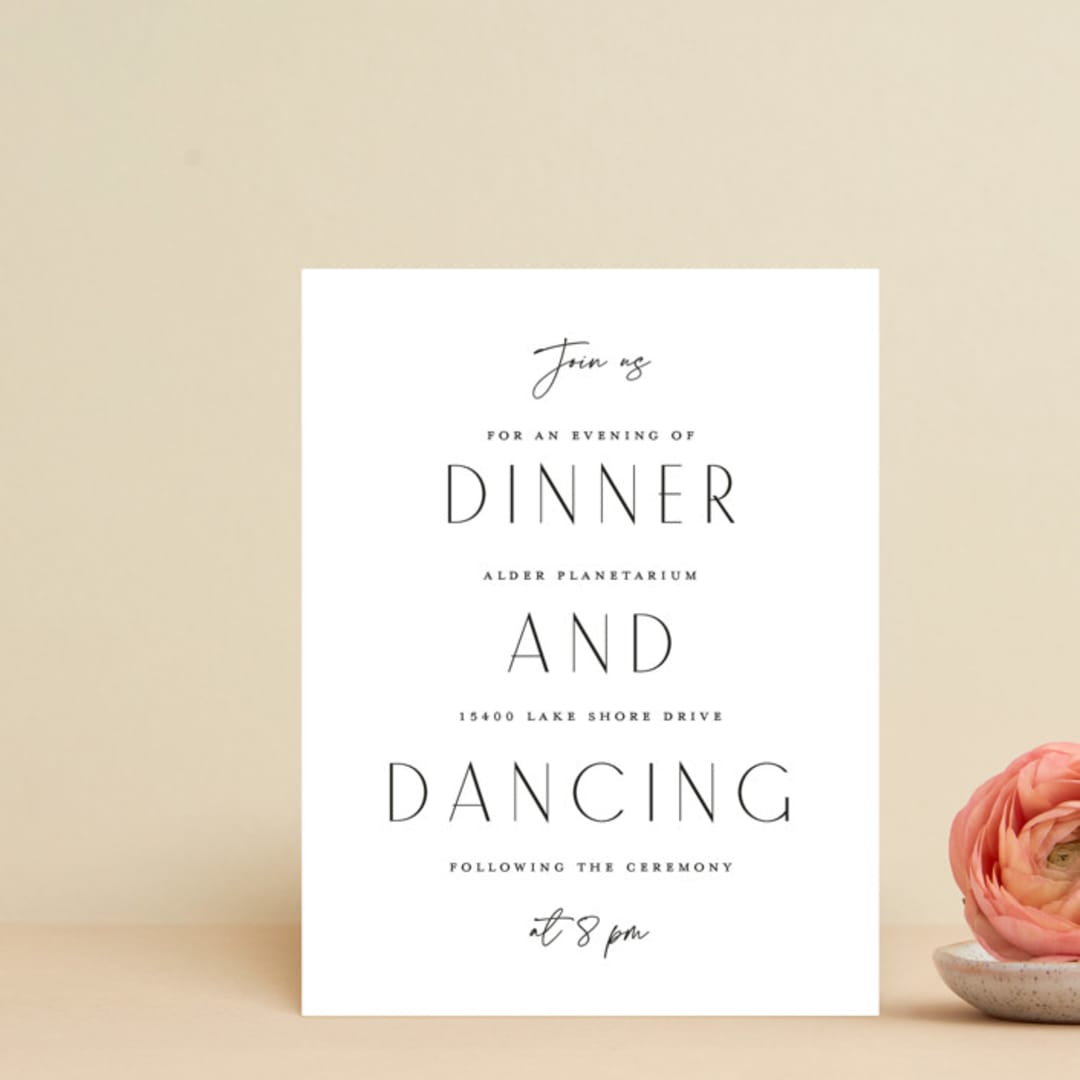 "Perfect Balance" - Reception Cards in Onyx by Lauren Chism - Front