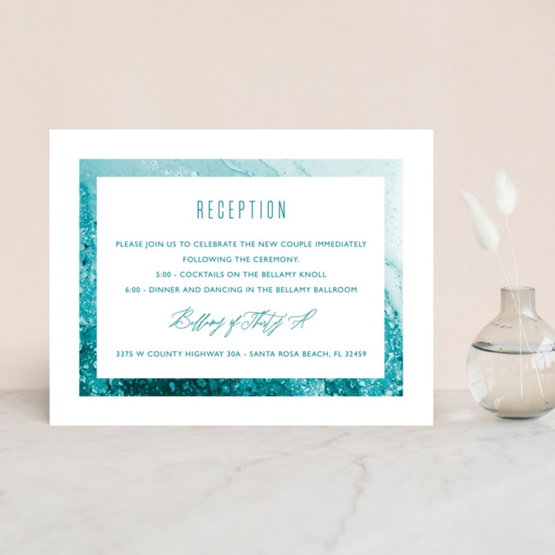 "New Wave" - Reception Cards in Marine by Kaydi Bishop - Front